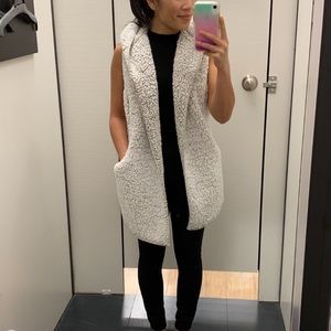 Hooded sherpa fleece vest